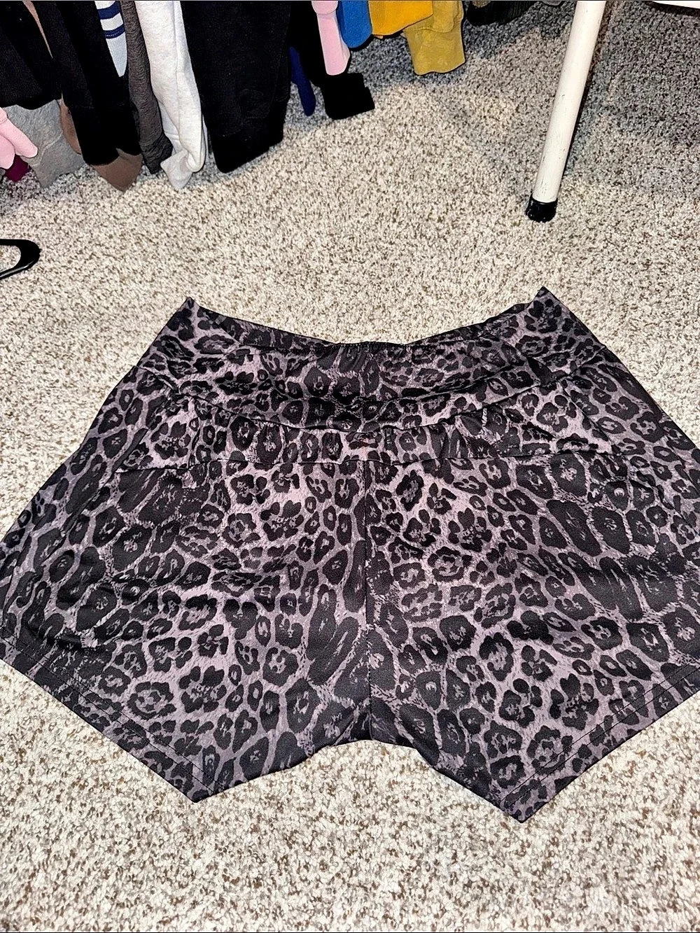 Starving Creek Animal Print Athletic Shorts Black & Pink Large